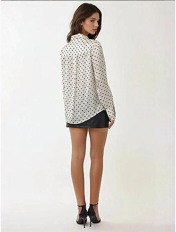 Camicia stampata in raso con fiocco
