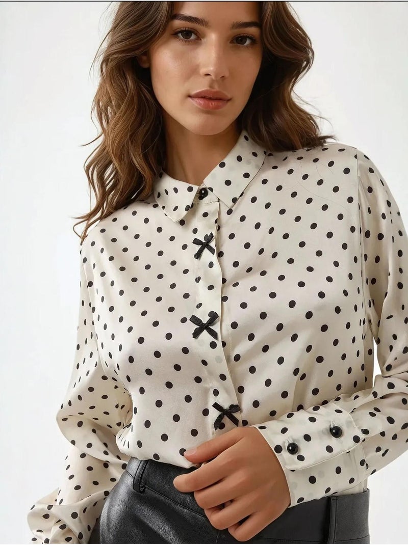 Camicia stampata in raso con fiocco Multicolore - Kiabi
