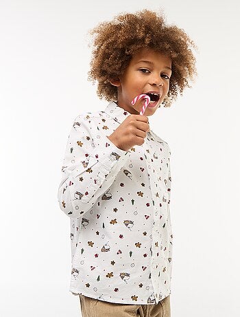 Camicia stampata Natale regular in cotone