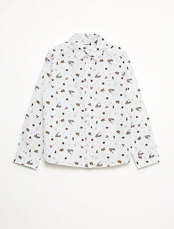 Camicia stampata Natale regular in cotone