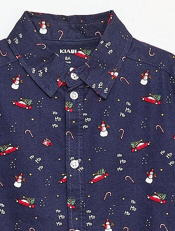 Camicia stampata Natale regular in cotone