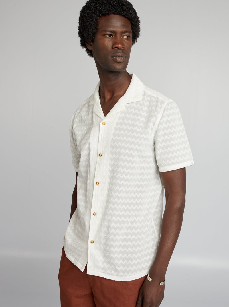 Camicia strutturata a maniche corte BIANCO - Kiabi