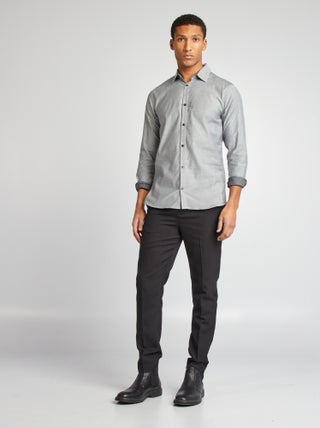 Camicia in misto lino con maniche lunghe arrotolabili - ROSA - Taglie