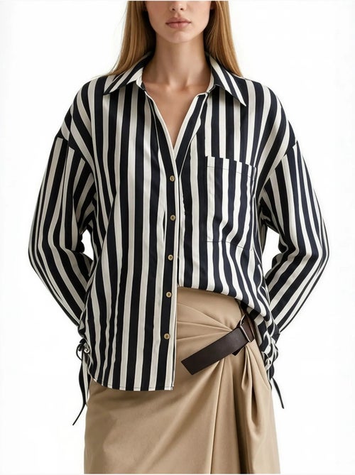 Camicia tessuta a righe con abbottonatura frontale busem - Kiabi Camicia tessuta a righe con abbottonatura frontale busem - Kiabi