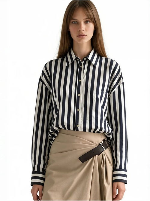 Camicia tessuta a righe con abbottonatura frontale busem - Kiabi Camicia tessuta a righe con abbottonatura frontale busem - Kiabi