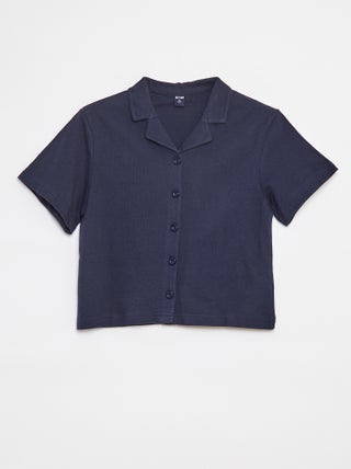 Camicia testurizzata a maniche corte