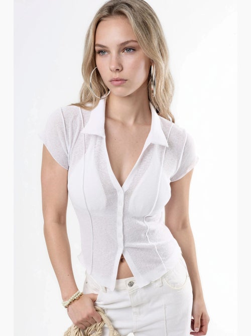 Camicia testurizzata a maniche corte con bottoni busem - Kiabi Camicia testurizzata a maniche corte con bottoni busem - Kiabi