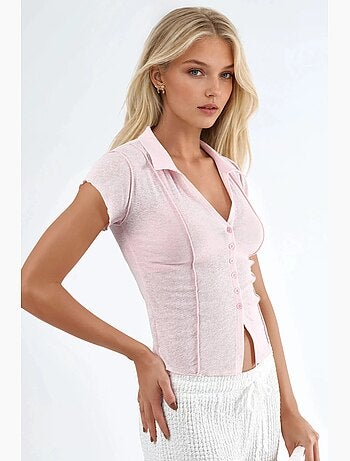 Camicia testurizzata a maniche corte con bottoni busem
