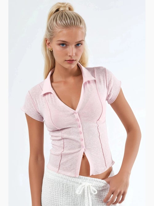 Camicia testurizzata a maniche corte con bottoni busem - Kiabi Camicia testurizzata a maniche corte con bottoni busem - Kiabi