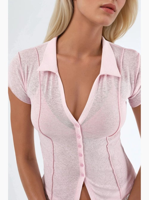 Camicia testurizzata a maniche corte con bottoni busem - Kiabi Camicia testurizzata a maniche corte con bottoni busem - Kiabi
