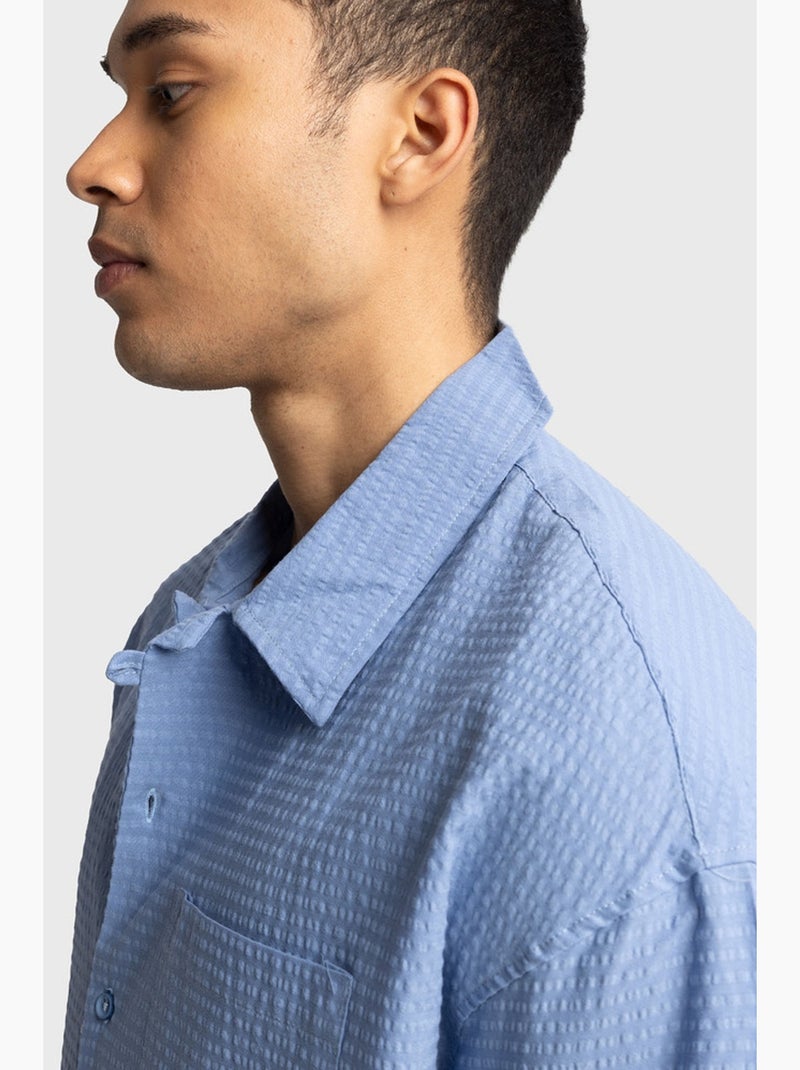 Camicia testurizzata a maniche corte giesto Blu chiaro - Kiabi