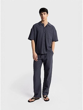 Camicia testurizzata a maniche corte giesto