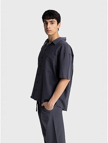 Camicia testurizzata a maniche corte giesto