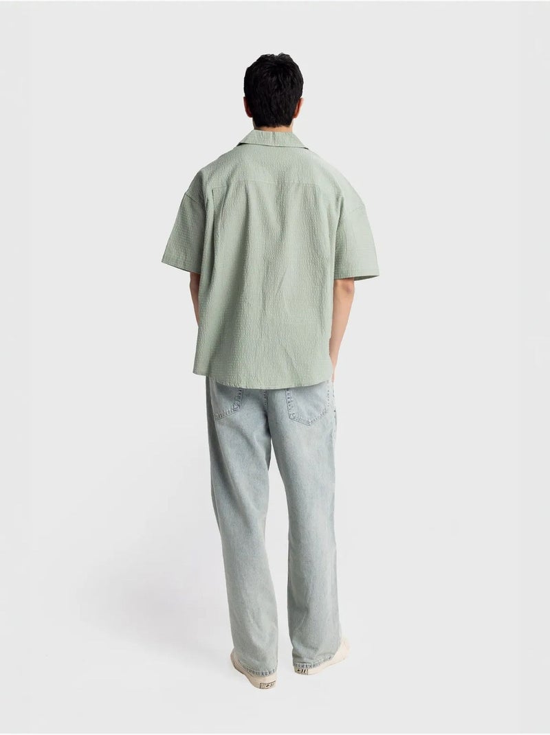 Camicia testurizzata a maniche corte giesto Verde menta - Kiabi