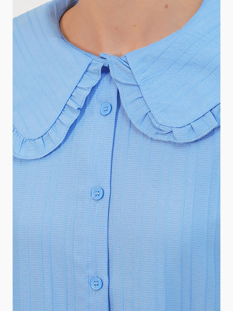Camicia testurizzata a maniche lunghe con colletto baby bdart Blu cielo - Kiabi