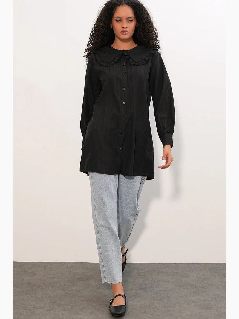 Camicia testurizzata a maniche lunghe con colletto baby bdart Nero - Kiabi