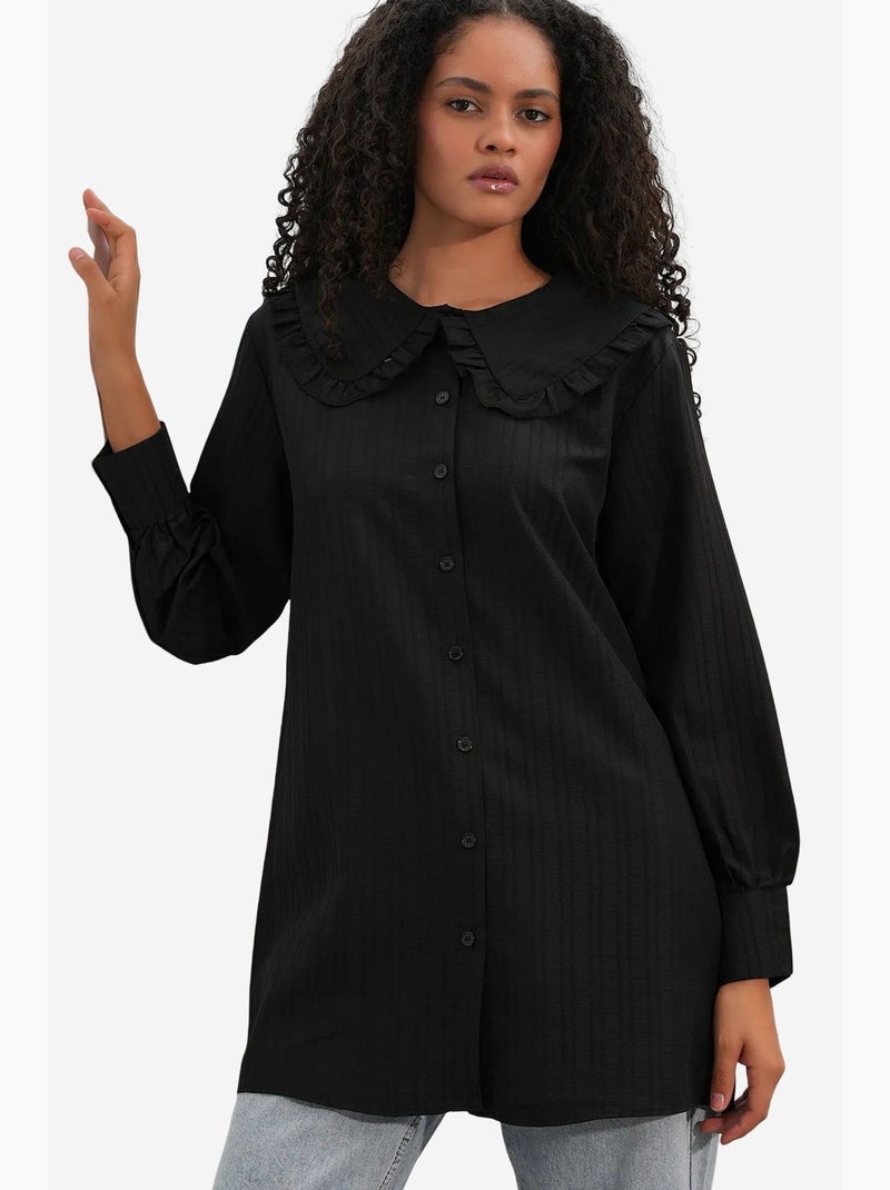 Camicia testurizzata a maniche lunghe con colletto baby bdart Nero - Kiabi