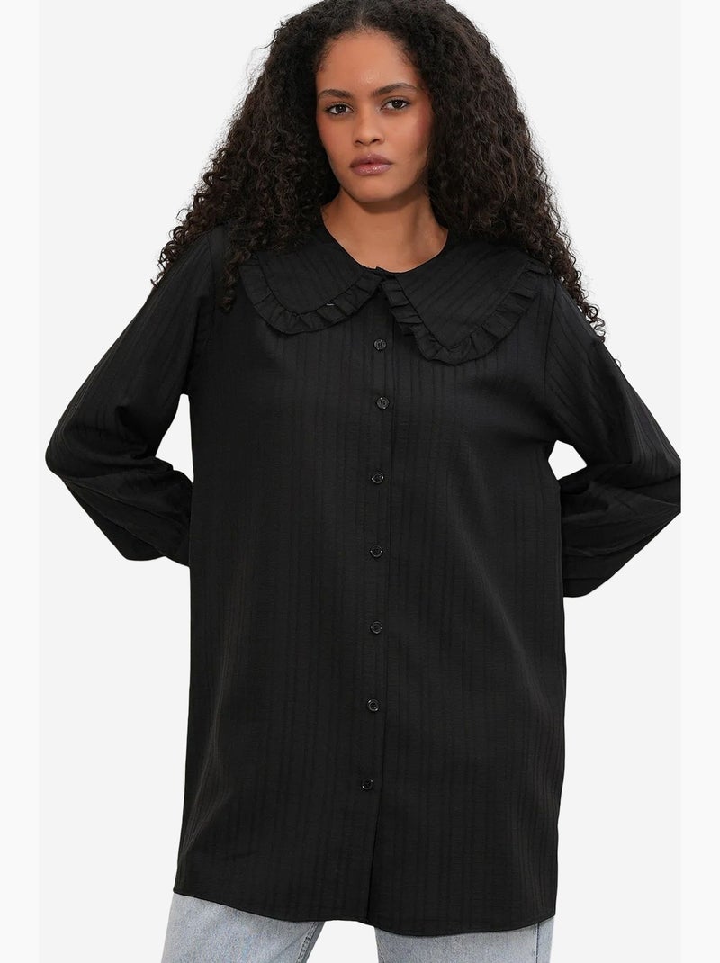Camicia testurizzata a maniche lunghe con colletto baby bdart Nero - Kiabi