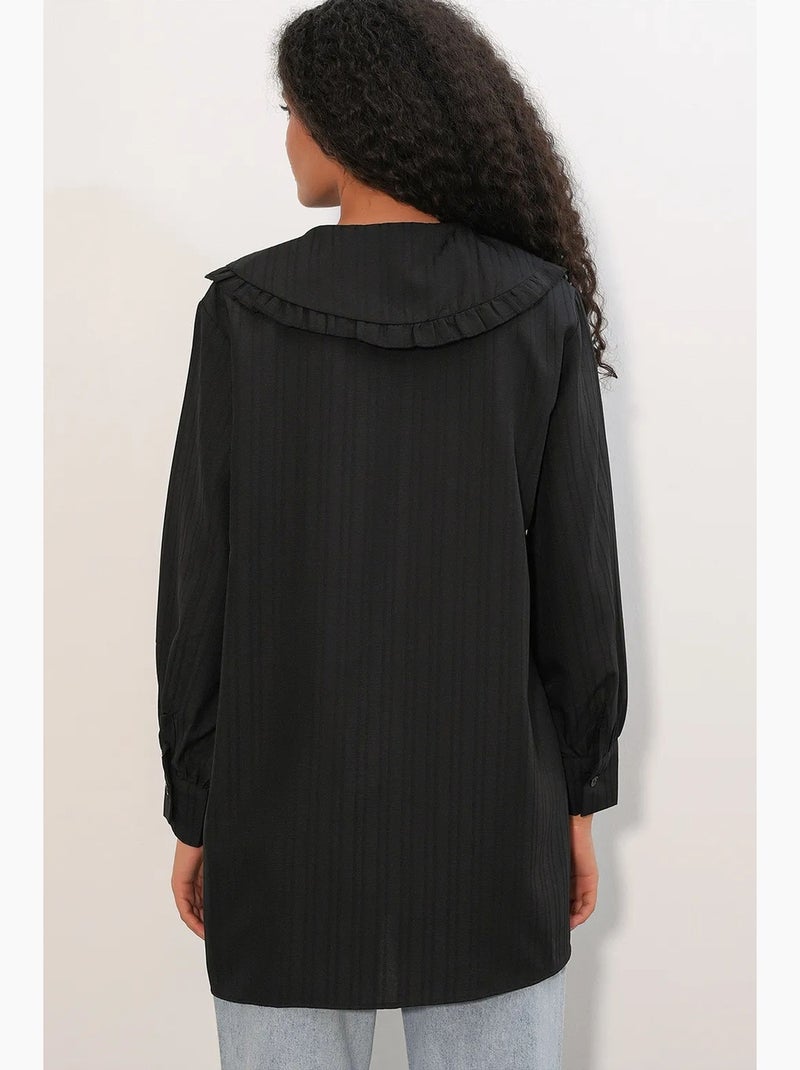 Camicia testurizzata a maniche lunghe con colletto baby bdart Nero - Kiabi