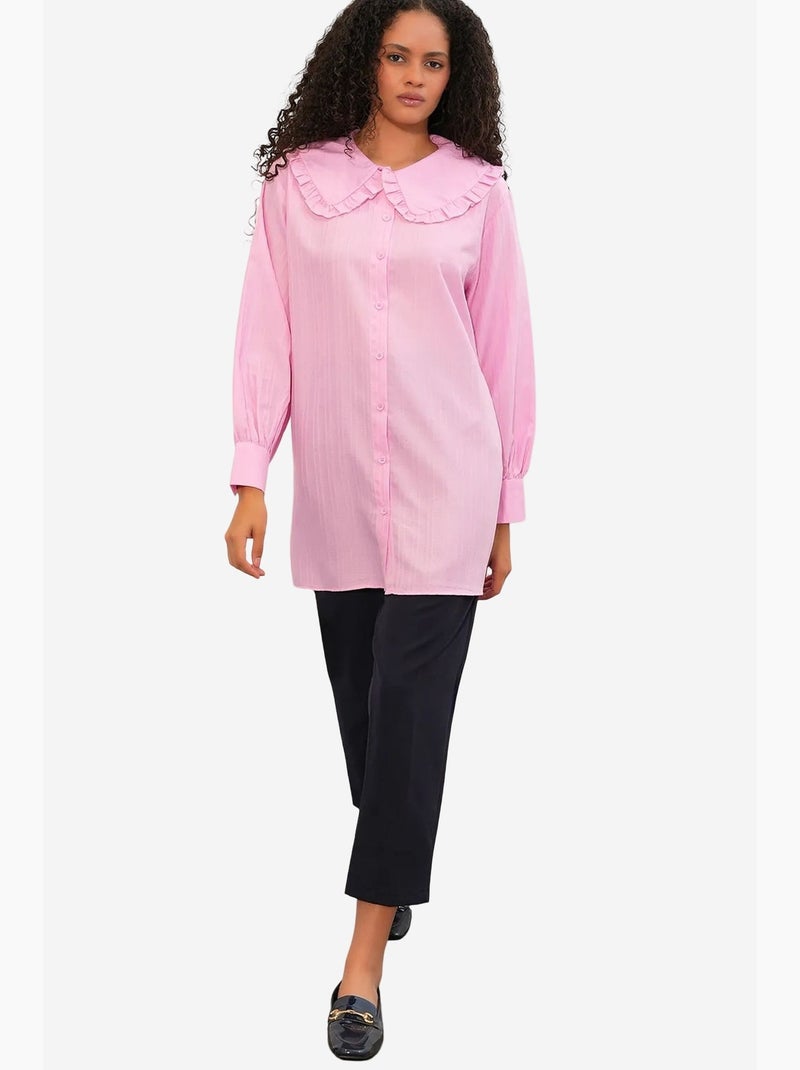 Camicia testurizzata a maniche lunghe con colletto baby bdart Rosa chiaro - Kiabi