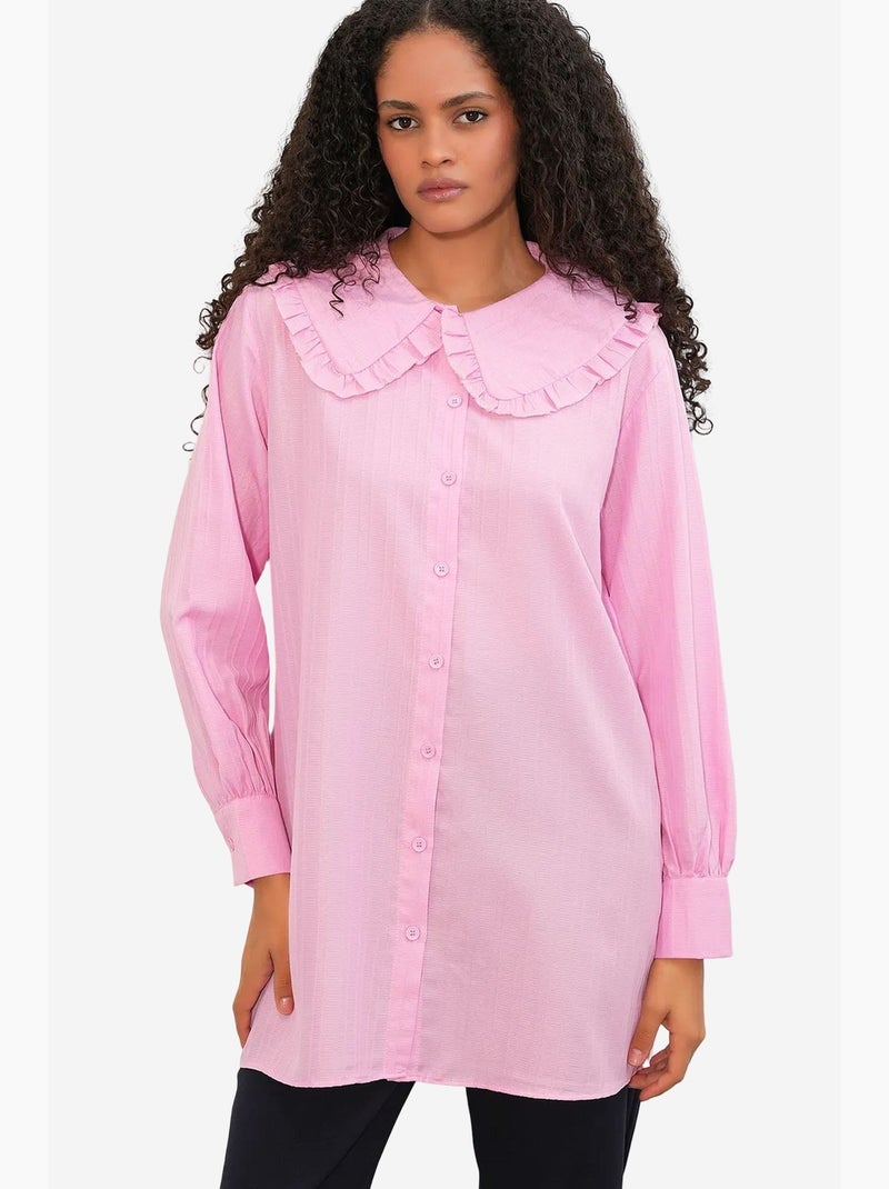 Camicia testurizzata a maniche lunghe con colletto baby bdart Rosa chiaro - Kiabi