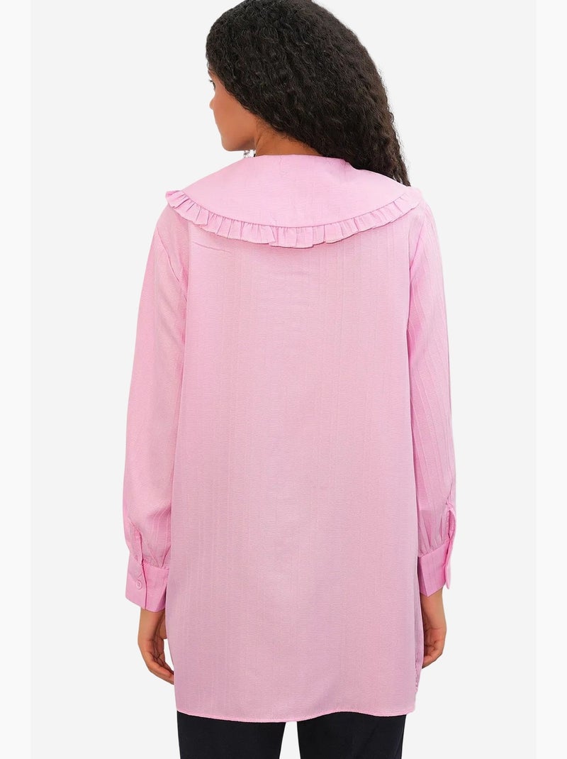 Camicia testurizzata a maniche lunghe con colletto baby bdart Rosa chiaro - Kiabi