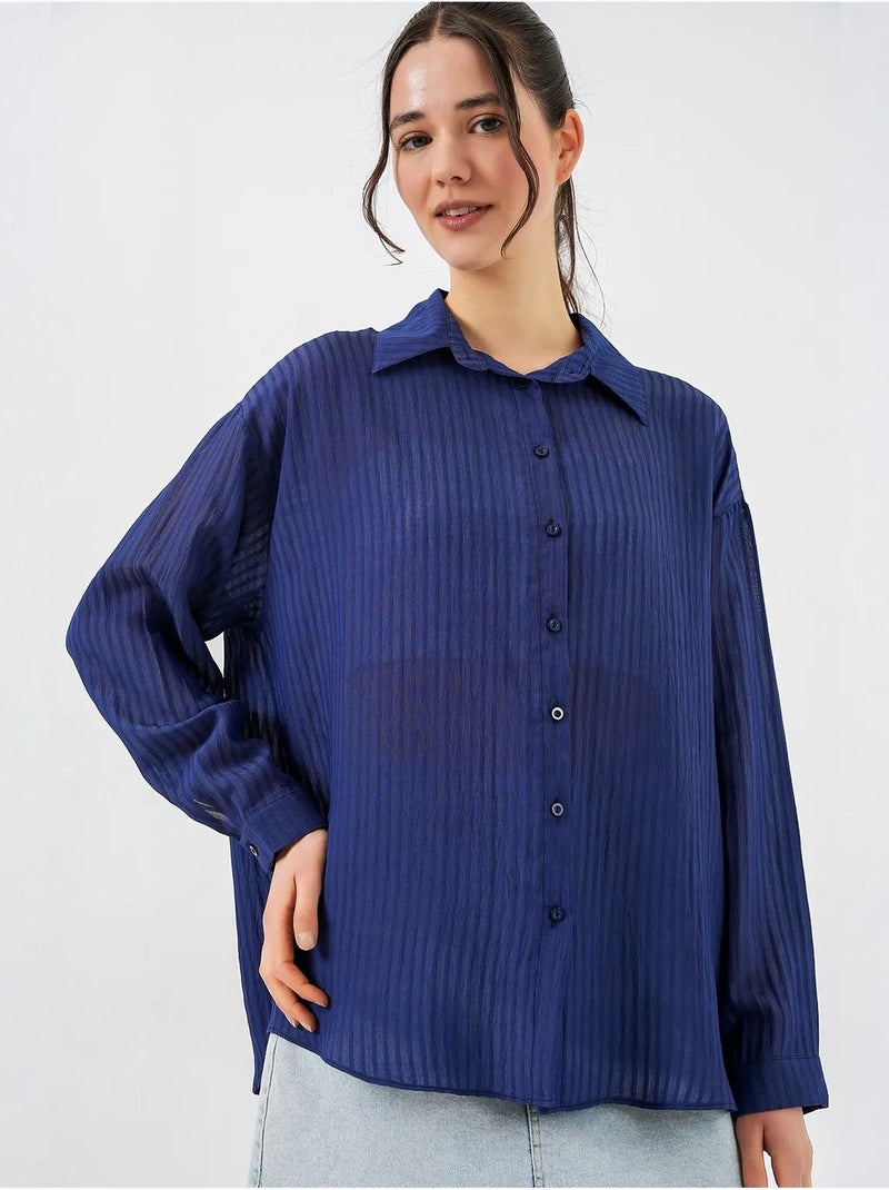 Camicia testurizzata con bottoni e maniche lunghe bdart Blu marino - Kiabi