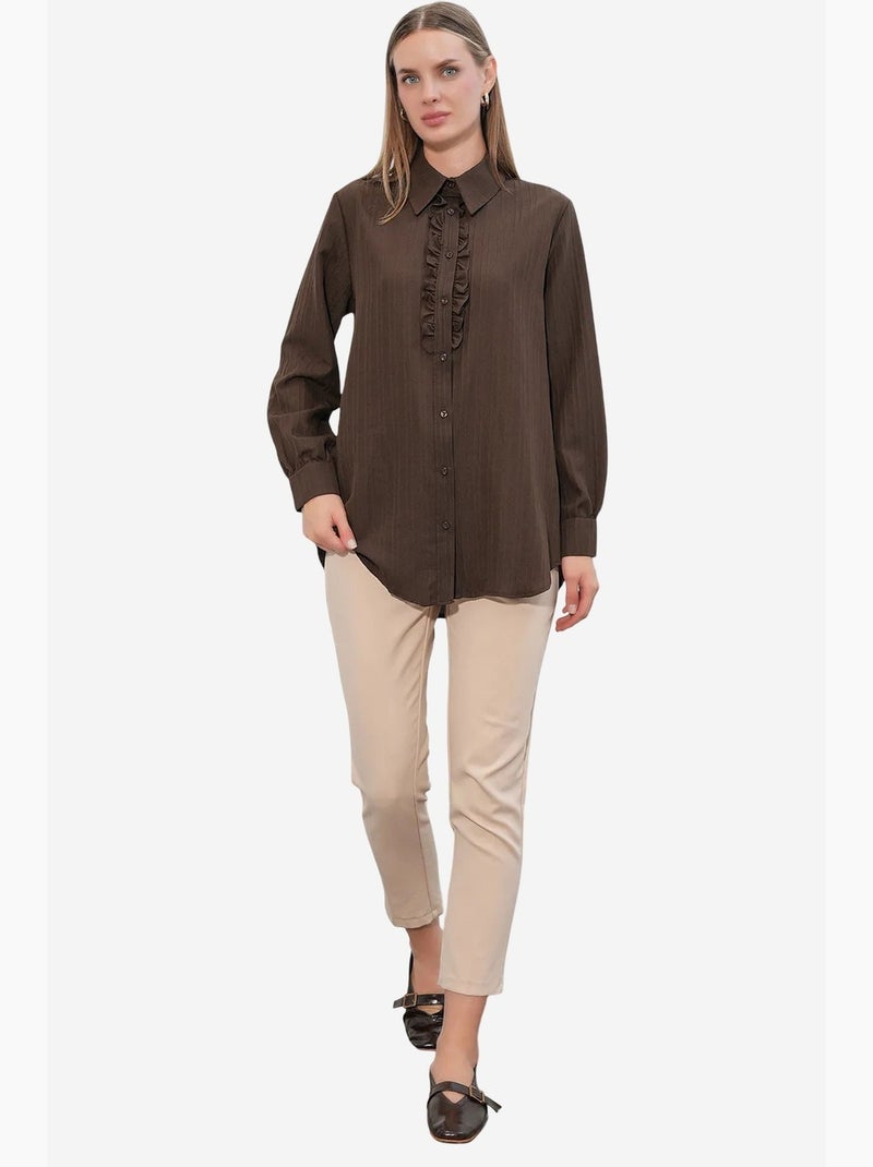 Camicia testurizzata con dettagli a volant bdart Marrone - Kiabi