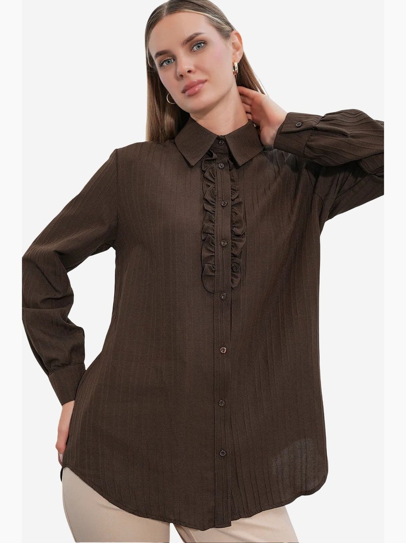 Camicia testurizzata con dettagli a volant bdart Marrone - Kiabi