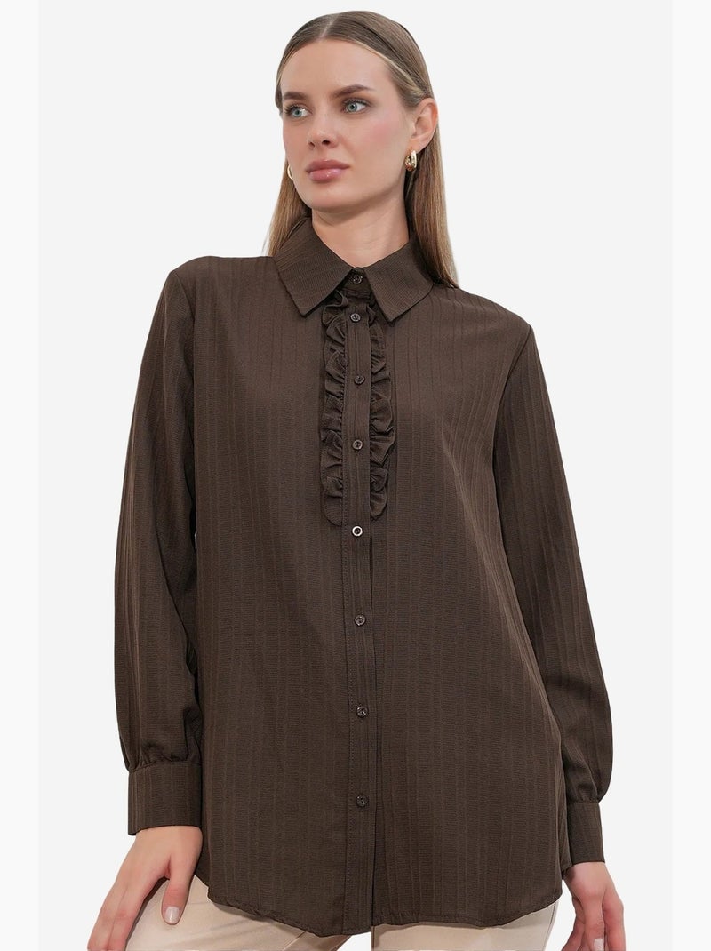 Camicia testurizzata con dettagli a volant bdart Marrone - Kiabi