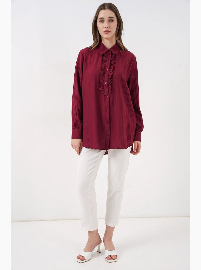 Camicia testurizzata con dettagli a volant bdart Rosso bordeaux - Kiabi