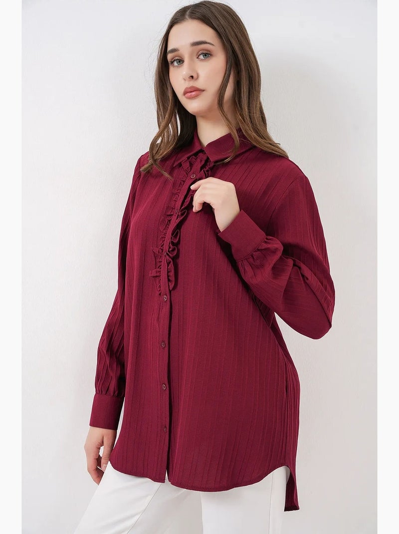 Camicia testurizzata con dettagli a volant bdart Rosso bordeaux - Kiabi