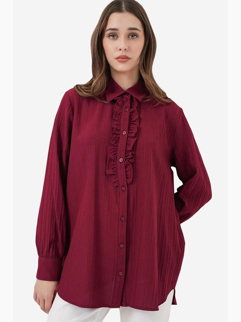 Camicia testurizzata con dettagli a volant bdart Rosso bordeaux - Kiabi
