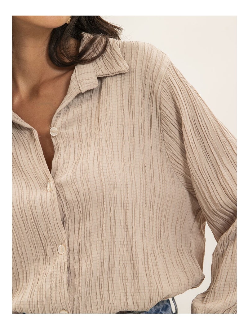 Camicia texturizzata OBADE Beige - Kiabi