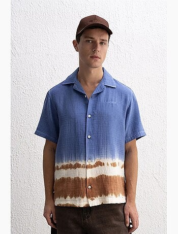 Camicia tie-dye a maniche corte con bottoni giesto