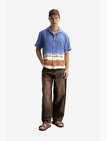 Camicia tie-dye a maniche corte con bottoni giesto