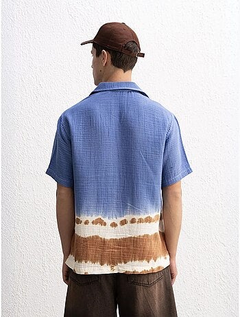 Camicia tie-dye a maniche corte con bottoni giesto