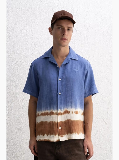 Camicia tie-dye a maniche corte con bottoni giesto - Kiabi Camicia tie-dye a maniche corte con bottoni giesto - Kiabi