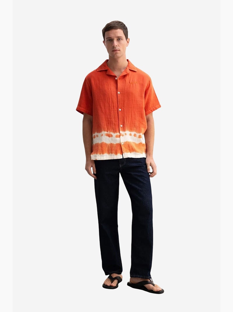 Camicia tie-dye a maniche corte con chiusura a bottoni giesto Rosso mattone - Kiabi