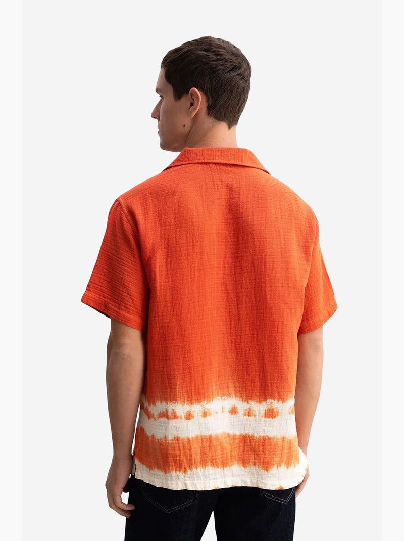 Camicia tie-dye a maniche corte con chiusura a bottoni giesto Rosso mattone - Kiabi