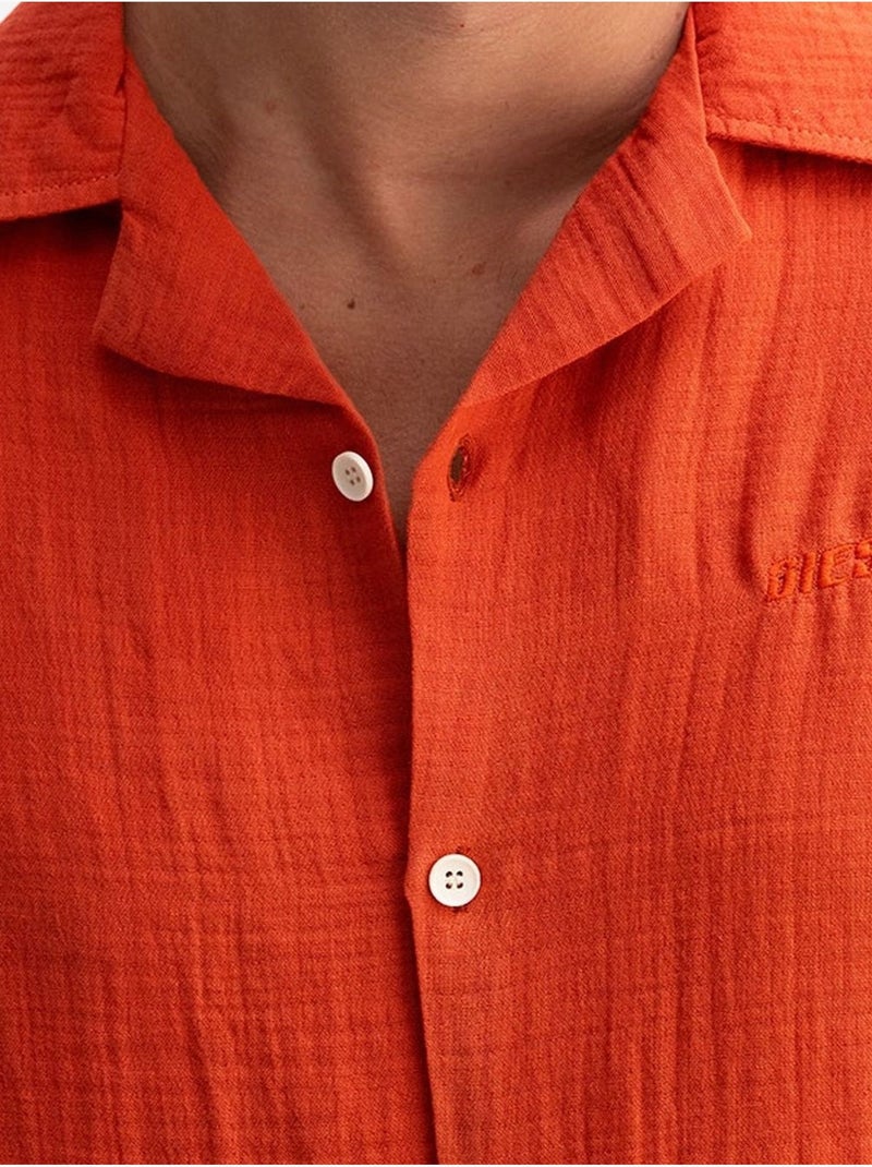Camicia tie-dye a maniche corte con chiusura a bottoni giesto Rosso mattone - Kiabi