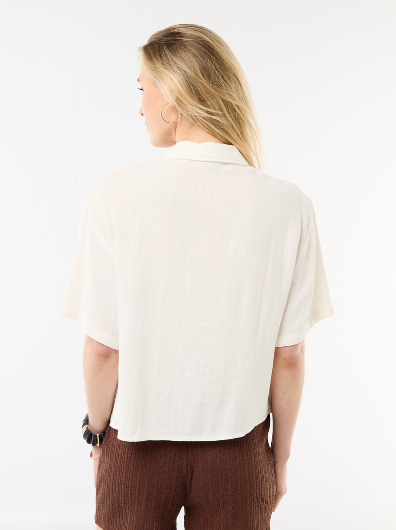 Camicia tinta unita a maniche corte Bianco - Kiabi