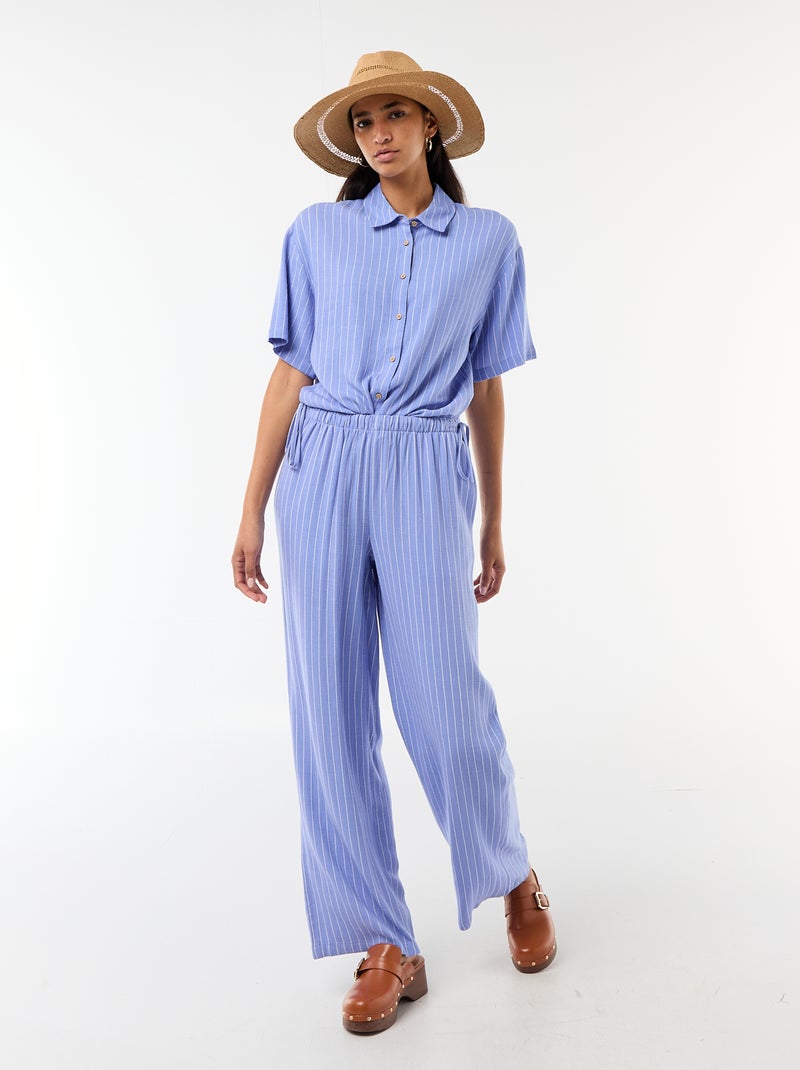 Camicia tinta unita a maniche corte Blu - Kiabi