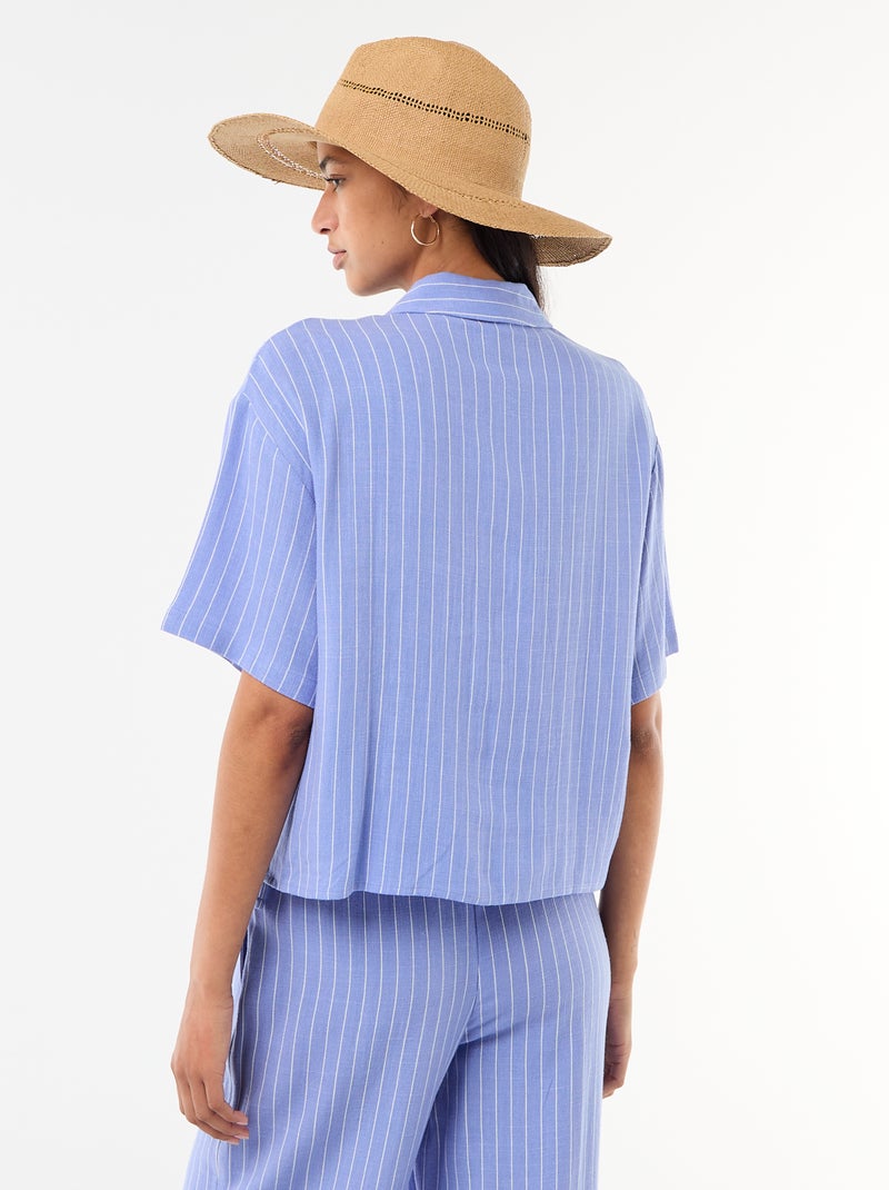 Camicia tinta unita a maniche corte Blu - Kiabi