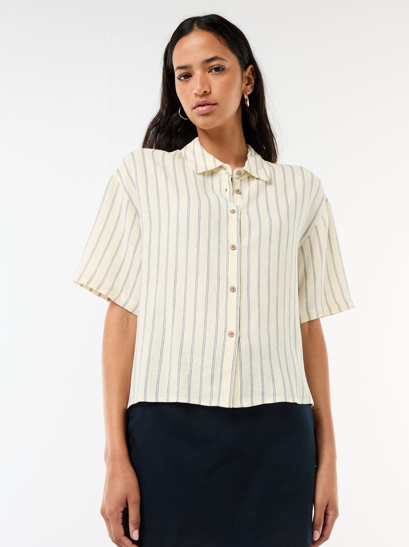 Camicia tinta unita a maniche corte Giallo - Kiabi