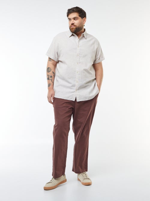 Camicia tinta unita a maniche corte in misto lino - Kiabi