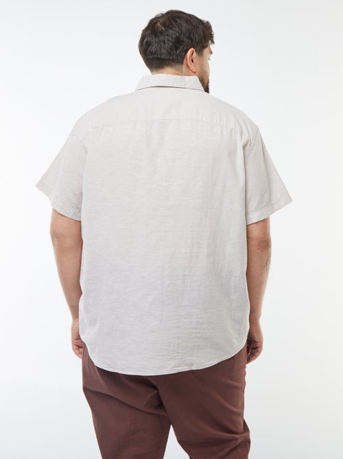 Camicia tinta unita a maniche corte in misto lino - Kiabi