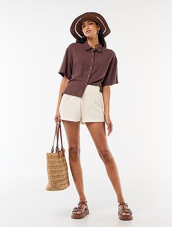 Camicia tinta unita a maniche corte