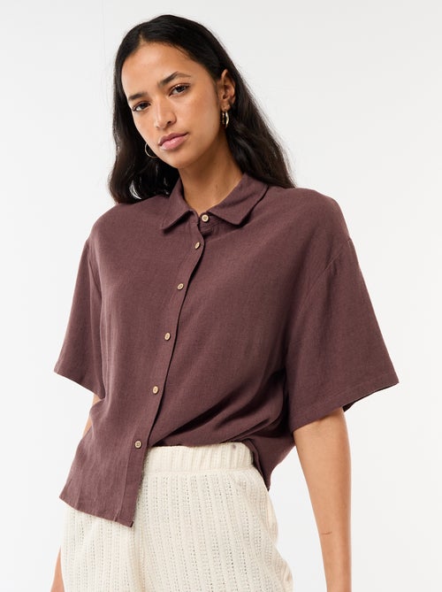 Camicia tinta unita a maniche corte - Kiabi Camicia tinta unita a maniche corte - Kiabi