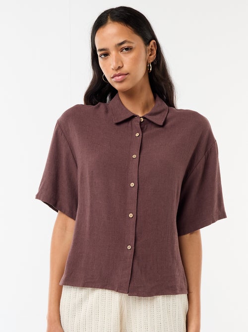 Camicia tinta unita a maniche corte - Kiabi Camicia tinta unita a maniche corte - Kiabi